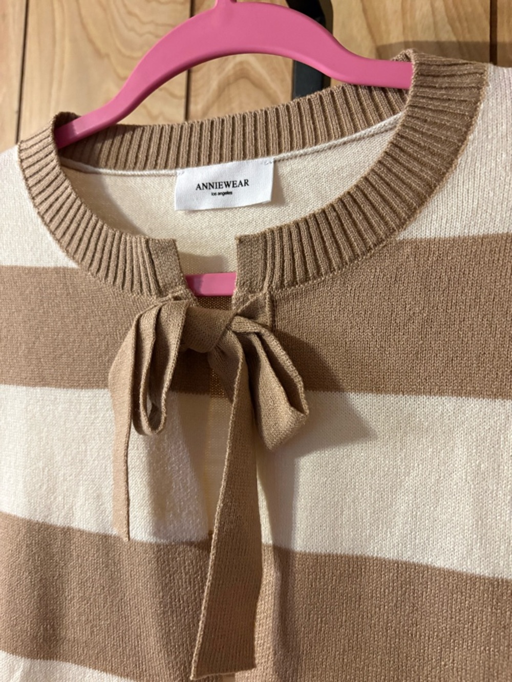 Anniewear Striped Tie Front Sweater Top Sample Size Small - Picture 2 of 3